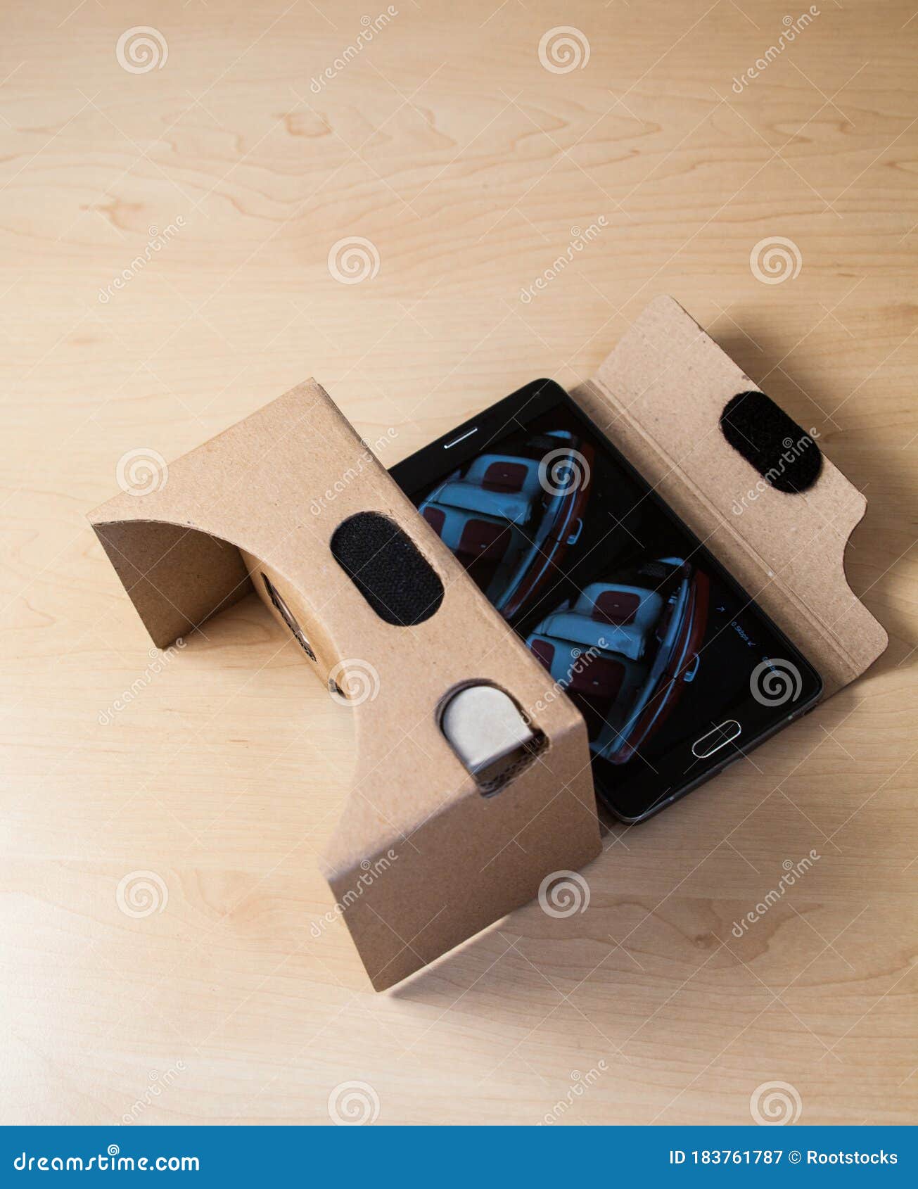 Virtual reality cardboard stock image. Image of headset 183761787