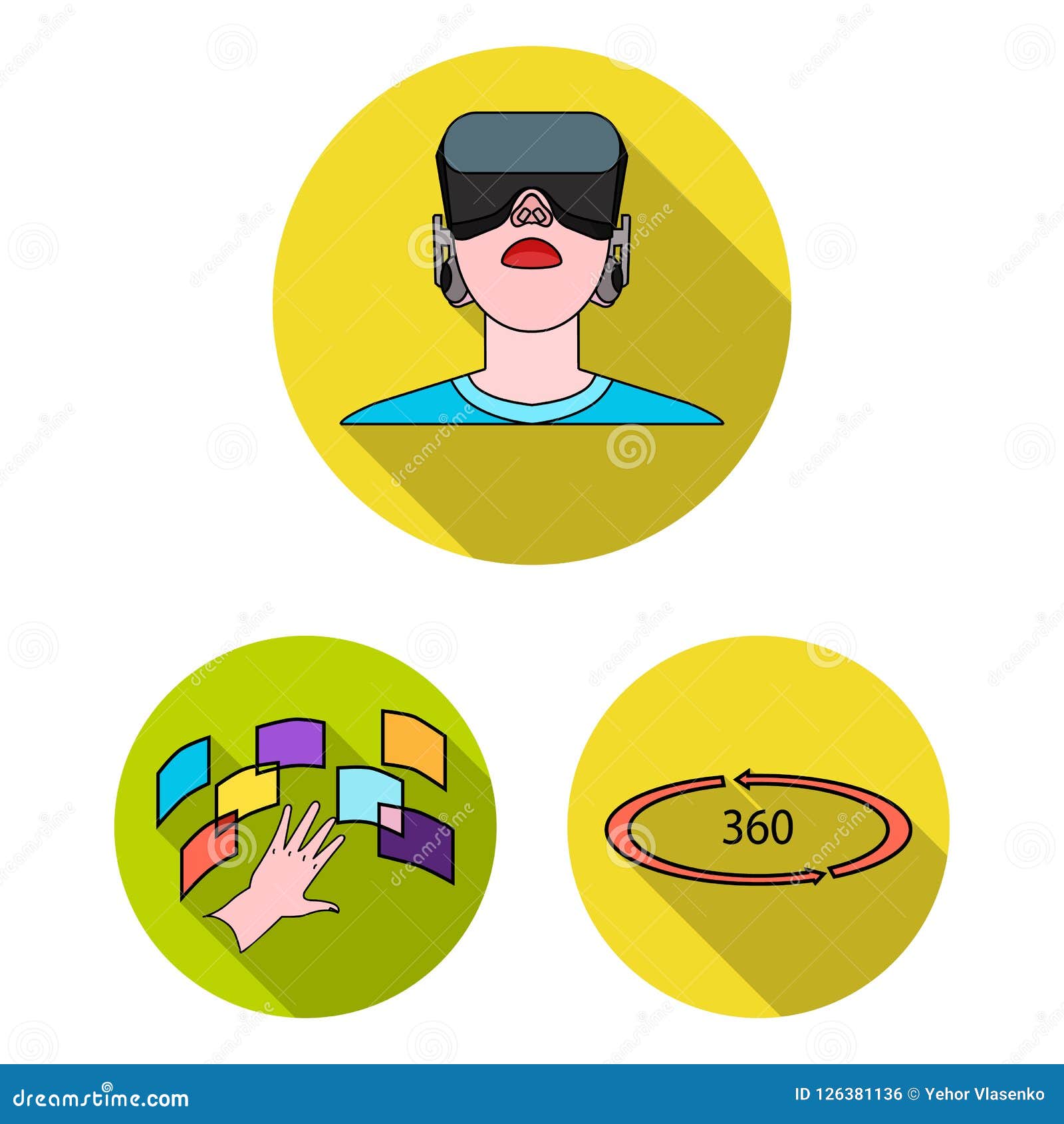 A Virtual Reality Flat Icons in Set Collection for Design. Modern