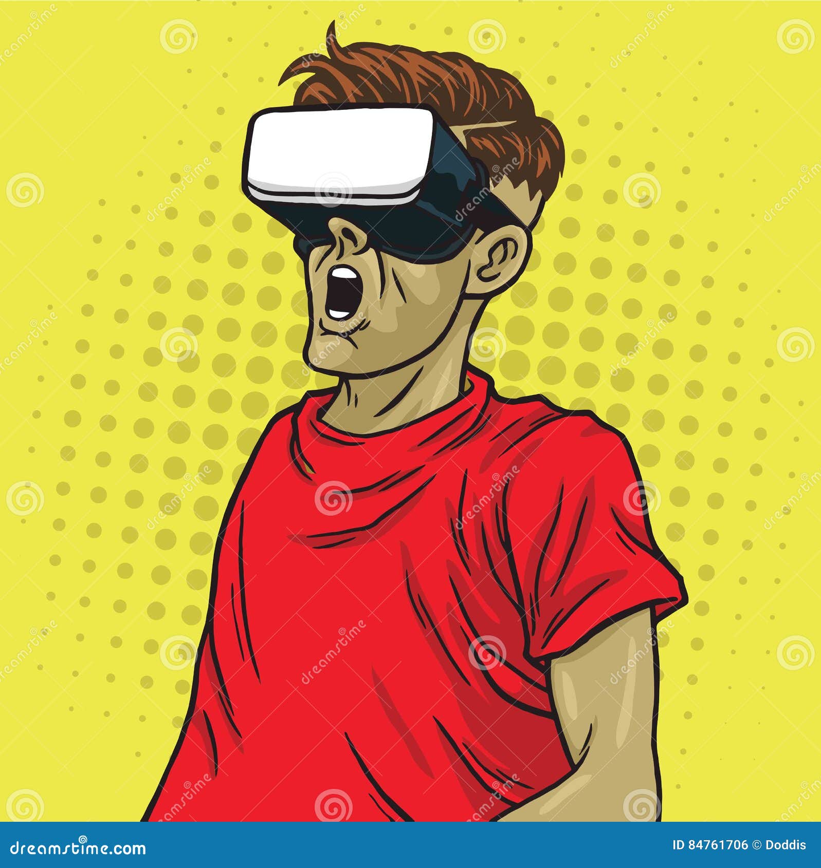 Virtual Reality Goggle Glasses Retro Science Fiction. Pop Art Yellow