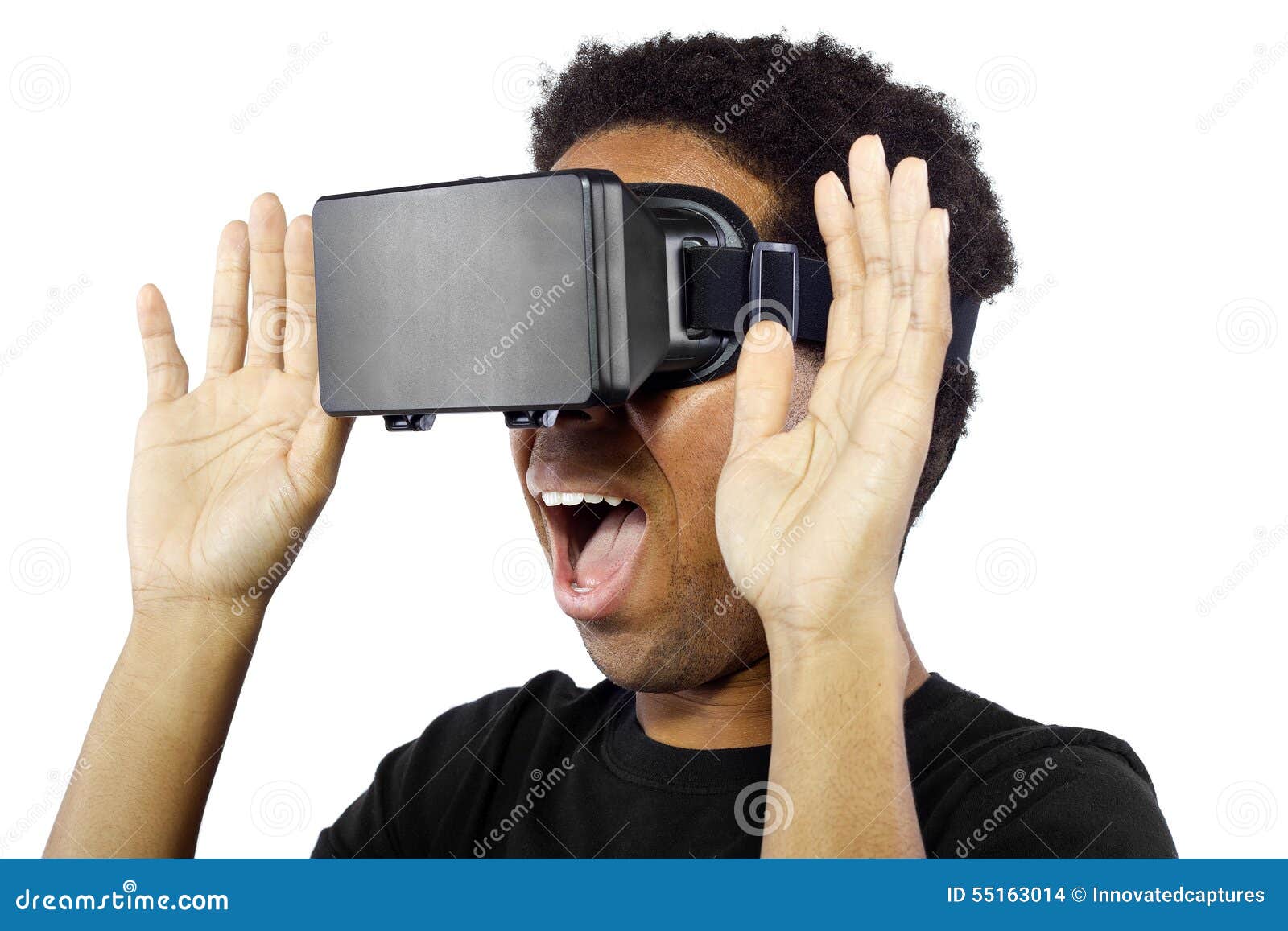 Virtual Reality Headset on Black Male Stock Photo Image of