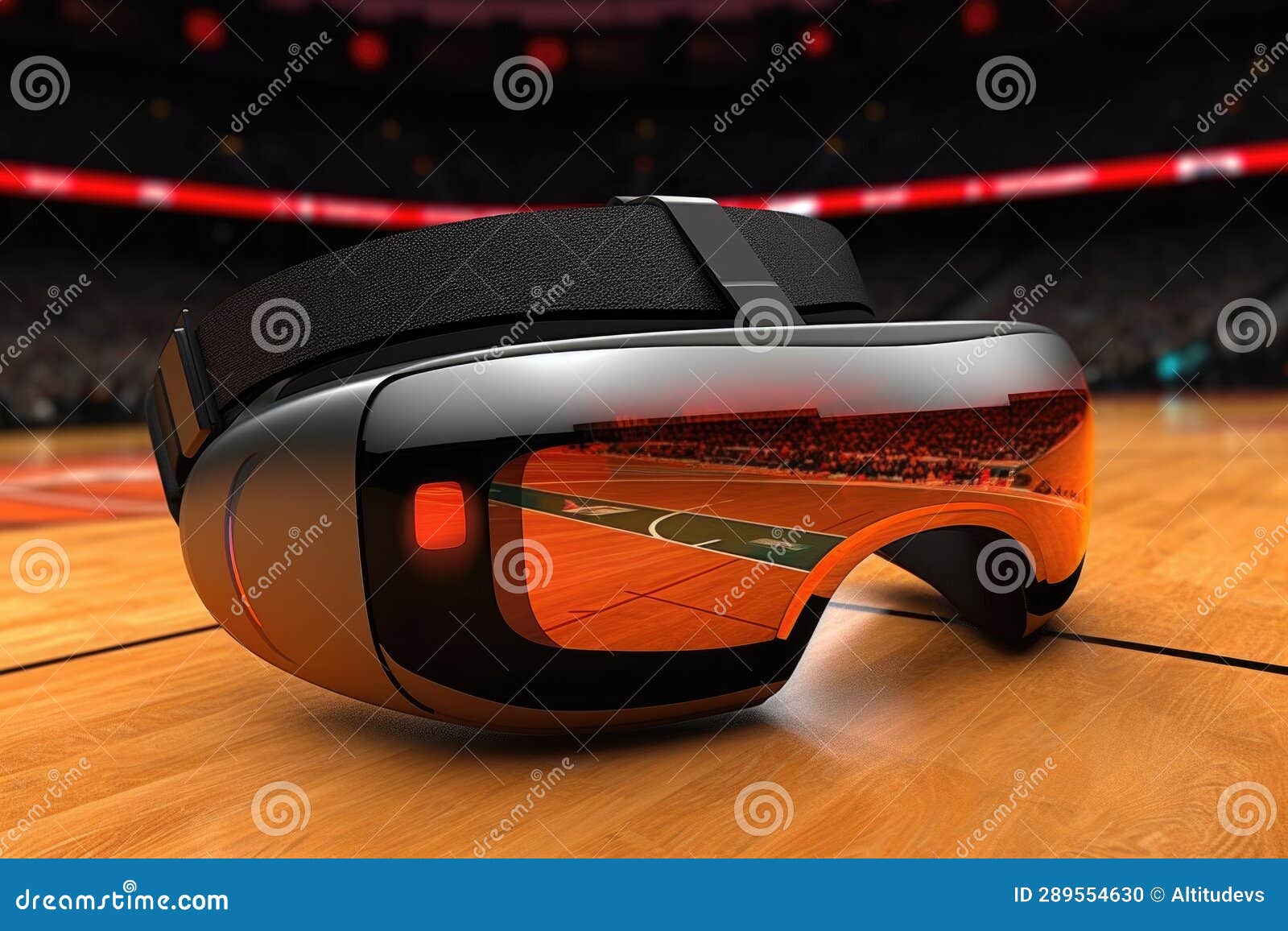 Virtual Reality Headset with Sports Game Interface Stock Photo Image