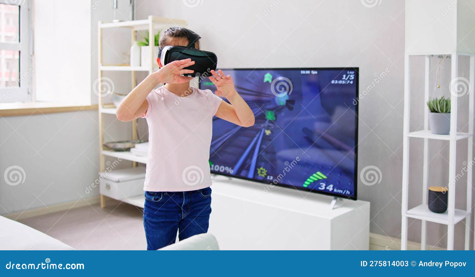 Virtual Reality Kid 3D Video Game Stock Image Image of white