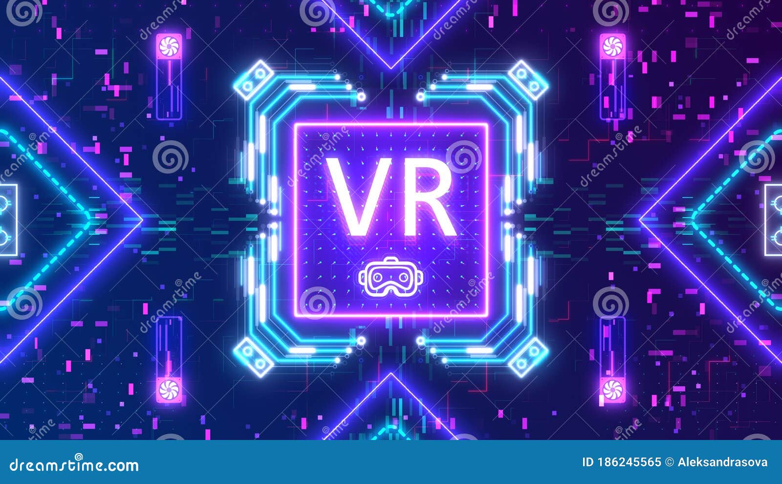 Virtual Reality Symbol on Neon Digital Background. VR Technology Sign Stock  Illustration - Illustration of background, concept: 186245565