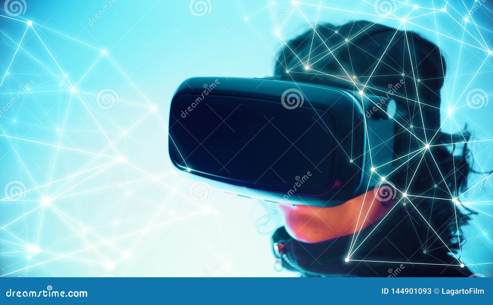 farligt slå forslag Virtual Reality Vr Glasses and Girl, Dots Chaos Triangle Lines Connections  Stock Image - Image of cyber, girl: 144901093