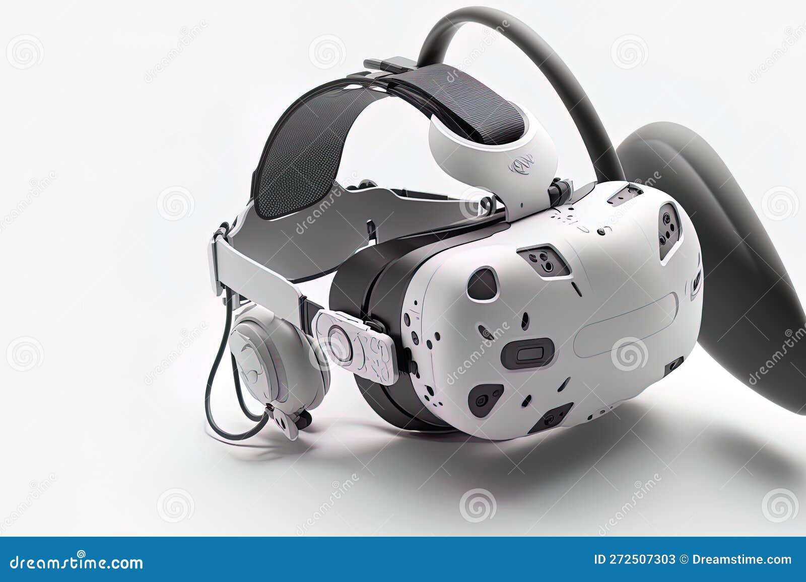Virtual Reality White Grey Isolated Headset on a White Background Stock