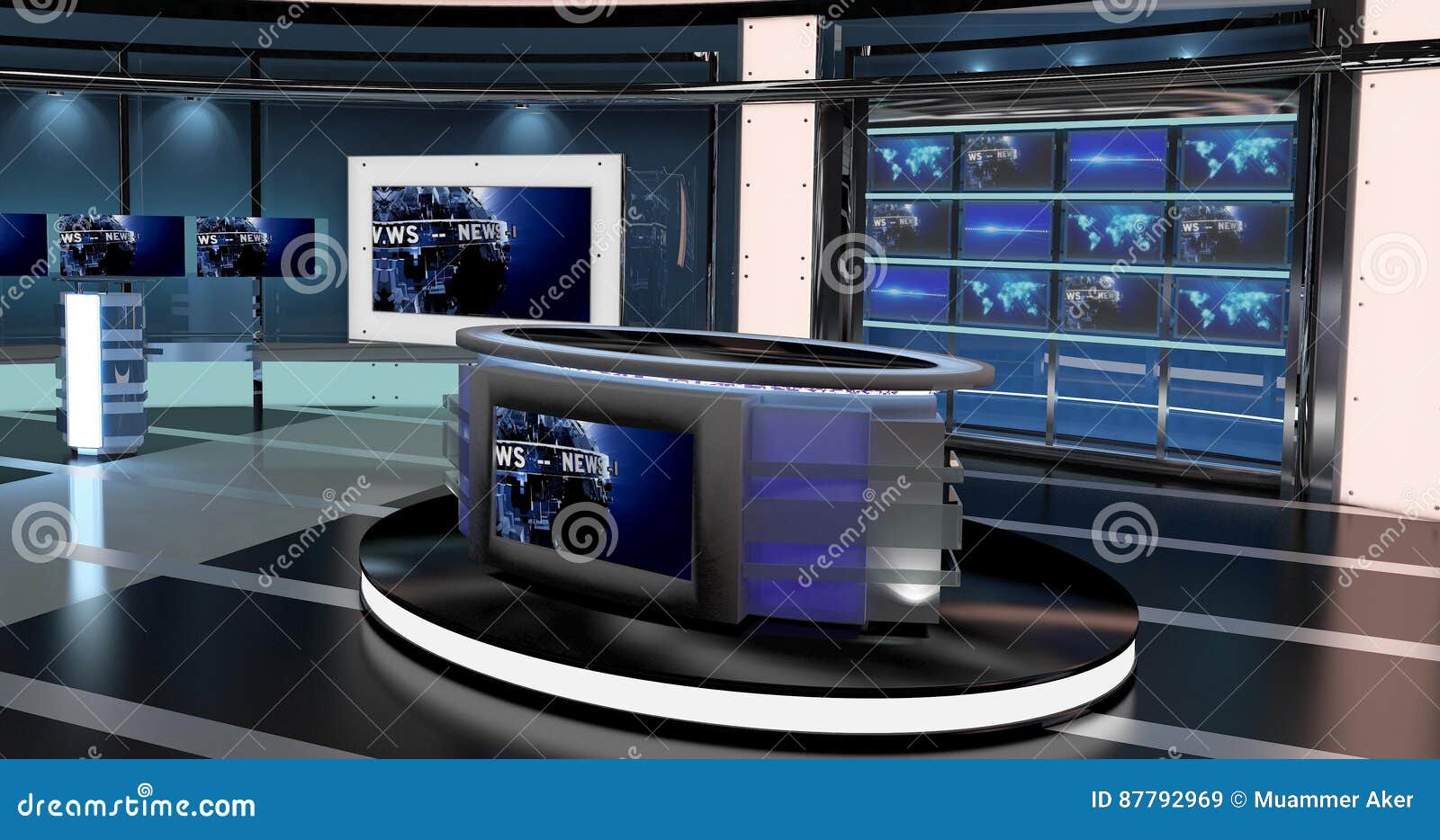 Virtual Tv News Set 27 stock illustration. Illustration of entertainment -  87792969