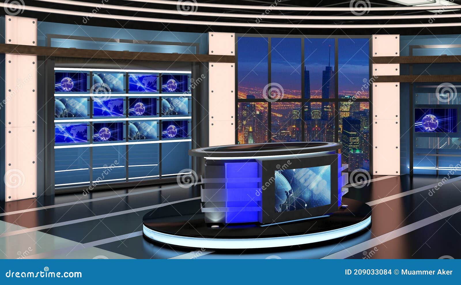 Virtual TV Studio News Set 27. Green Screen Background. 3d Rendering. Stock  Illustration - Illustration of news, multimedia: 209033084