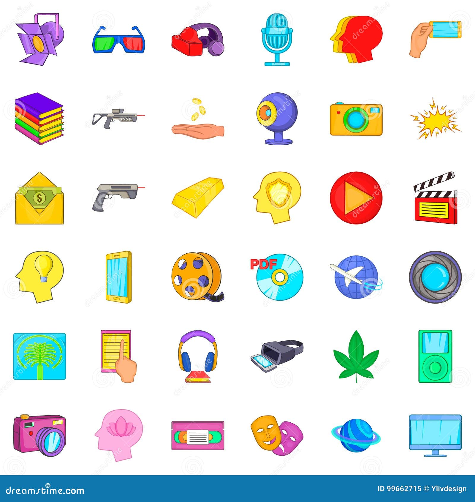 Virtualization Icons Set, Cartoon Style Stock Vector - Illustration of ...