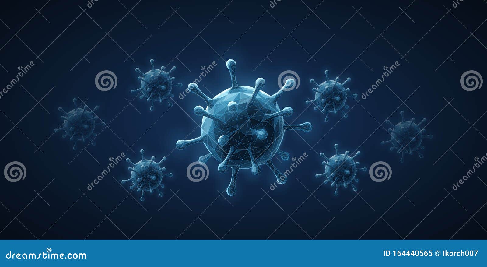 virus. abstract  3d viral microbe  on blue background. allergy bacteria, medical healthcare, microbiology