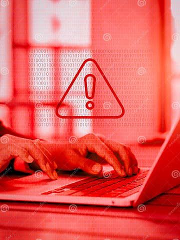 Virus Alert. Red Triangle, System Hacked Error Sign, Malware, Attention
