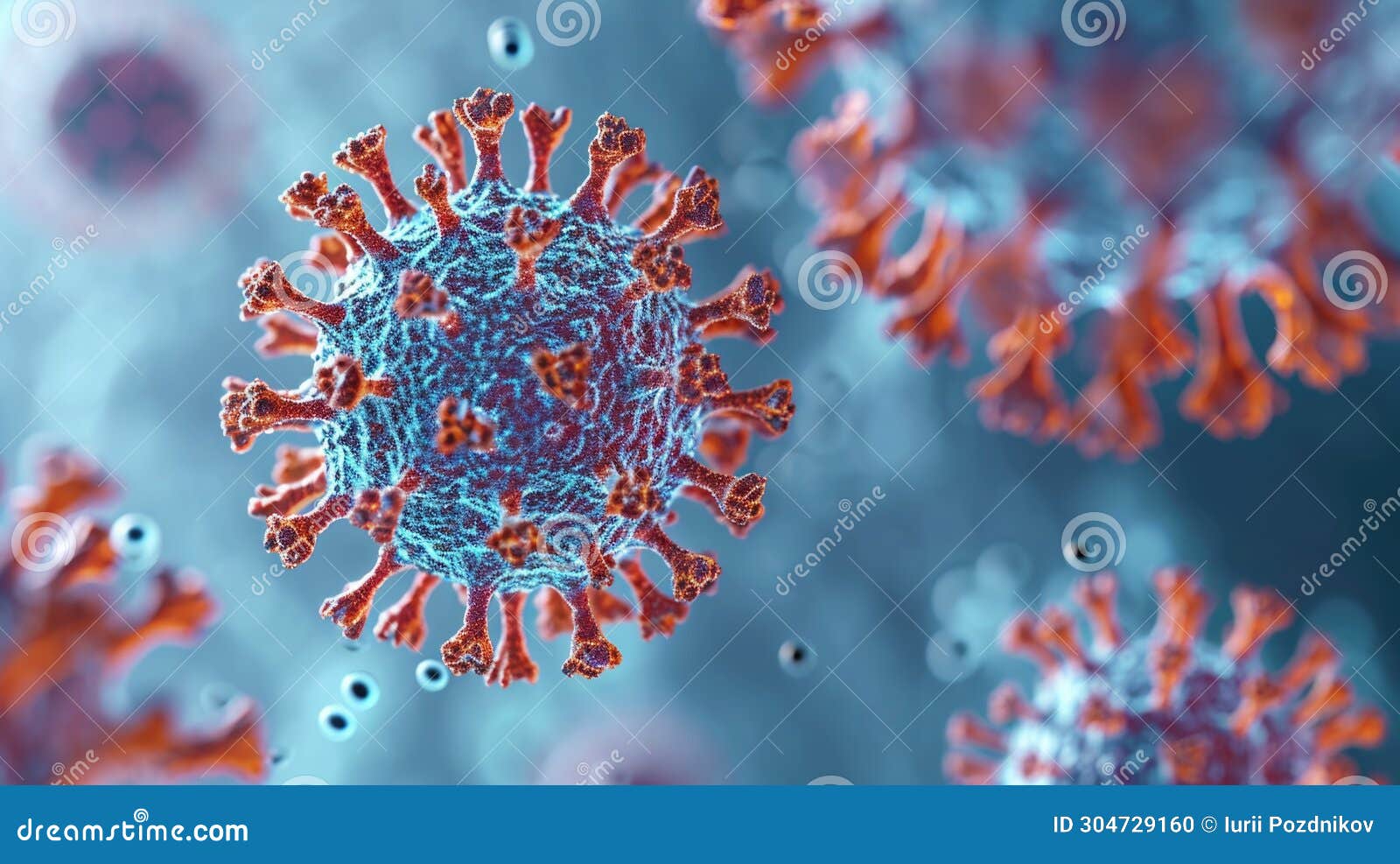 Virus and Bacteria Under the Microscope a Microscopic Microcosm Stock
