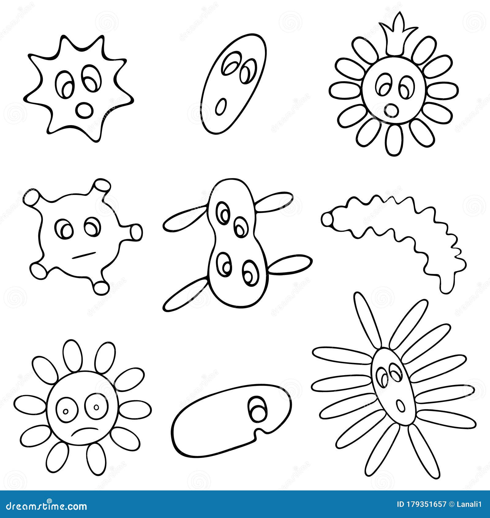 Bacteria Cartoon Coloring Page