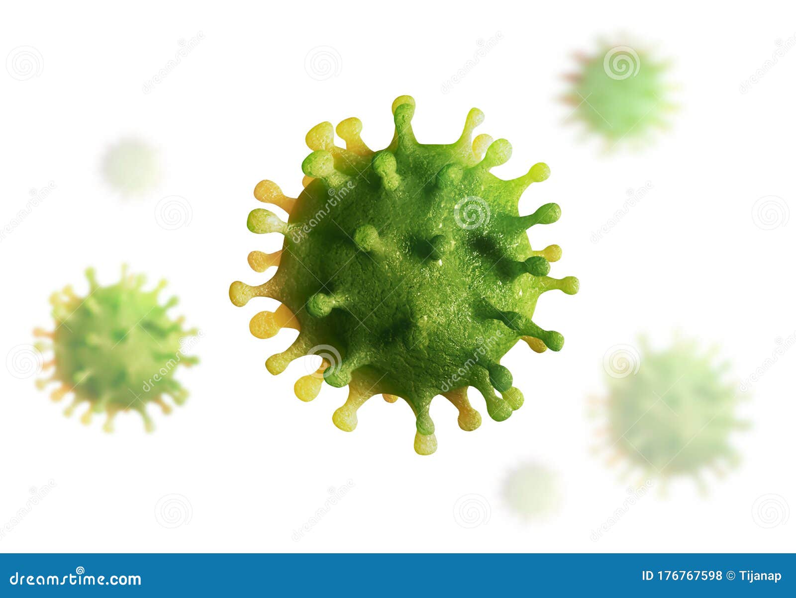 virus 3d render, coronavirus,  on white background