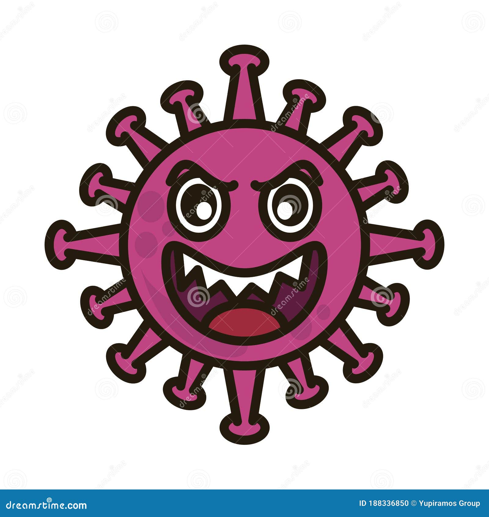 Virus Emoticon, Covid-19 Emoji Character Infection, Angry Face, Flat