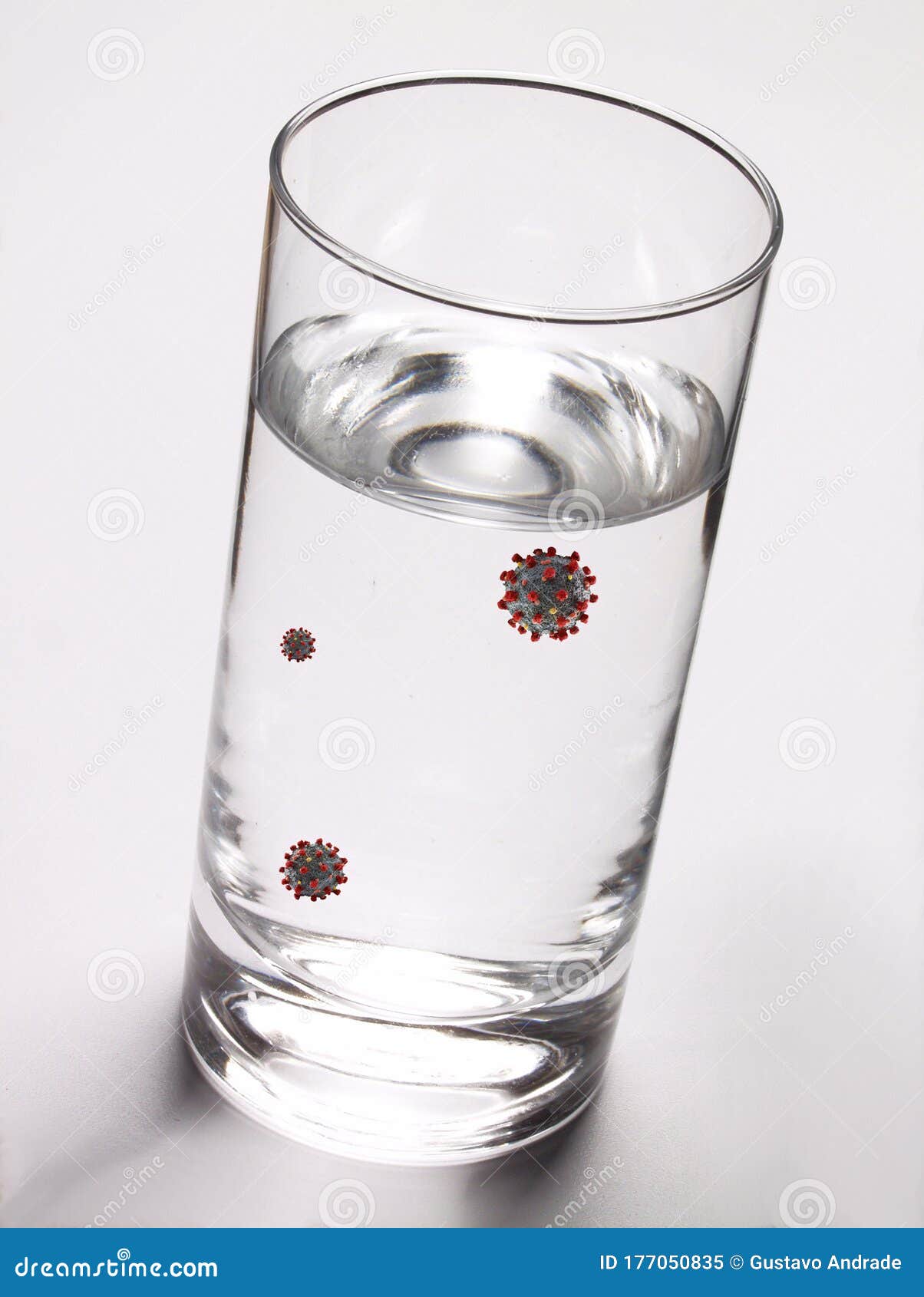 glass of water infected from virus contagion risk.