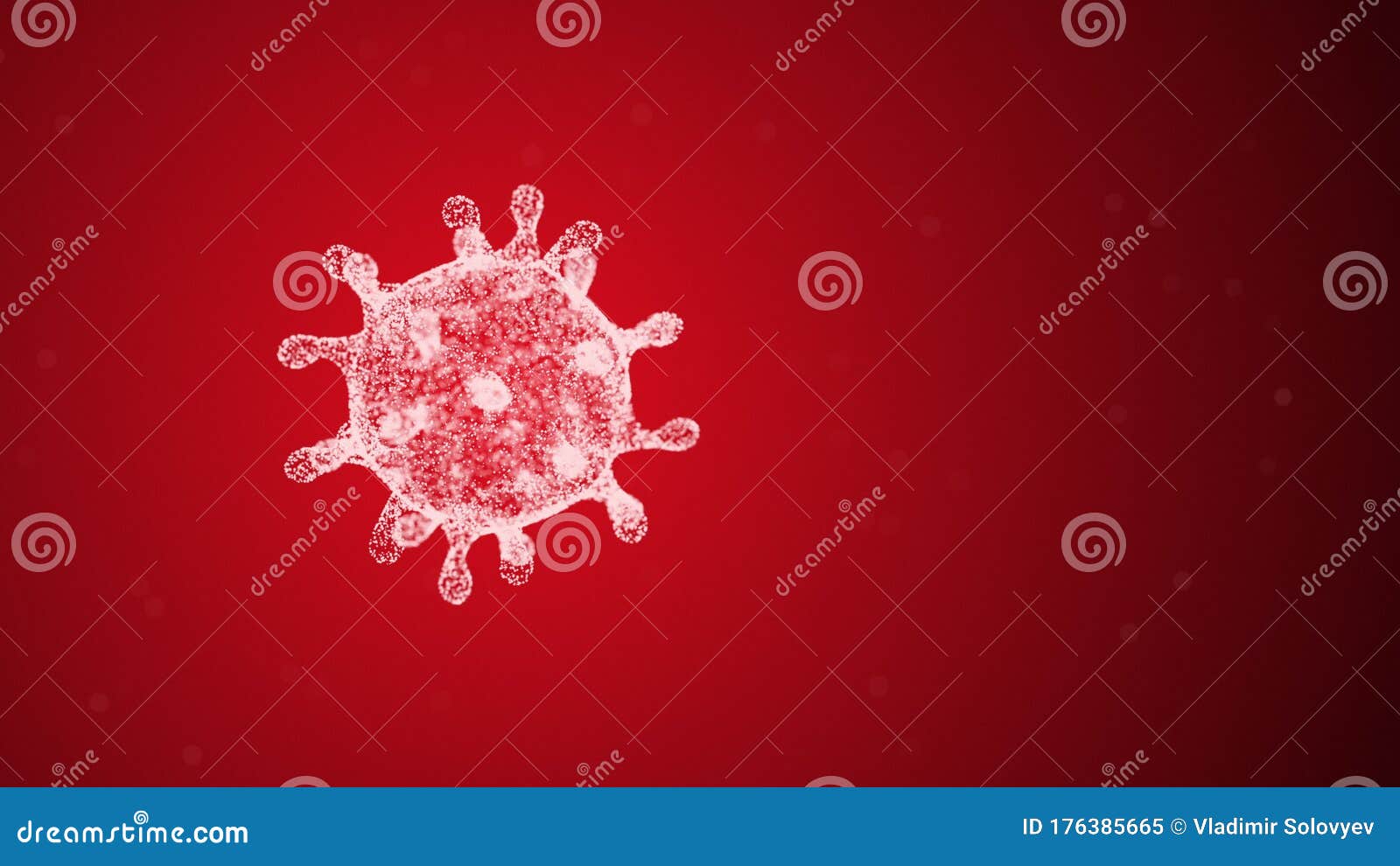 A Virus Molecule Under a Microscope. the Study of Coronavirus. Red