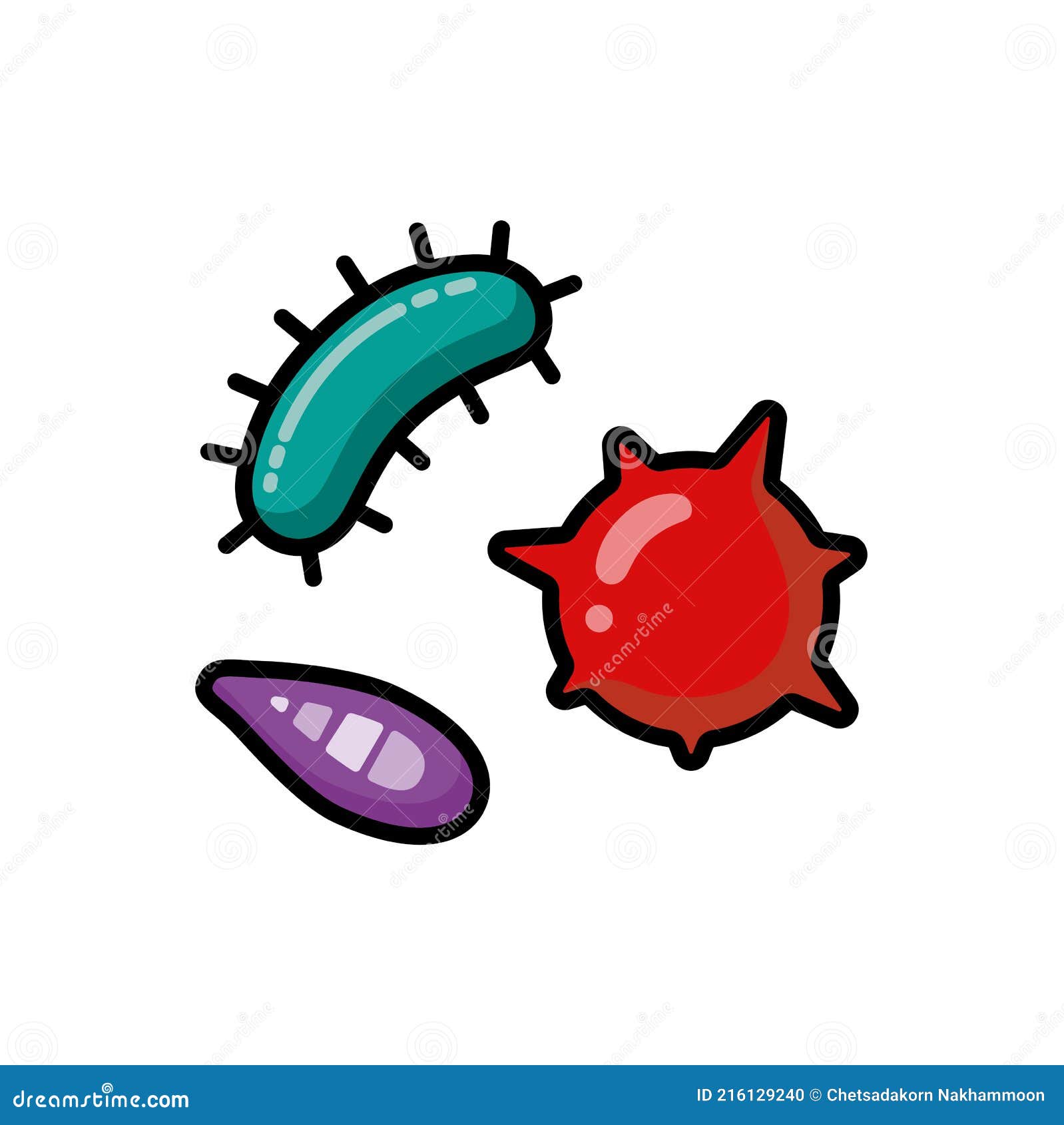 Virus O Bacterias En Estilo De Dibujo Aislado Vector. Ilustración del  Vector - Ilustración de criatura, aislado: 216129240