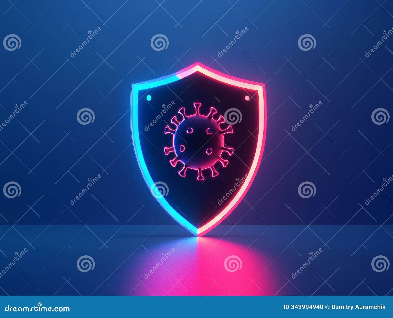 virus protection illustrated in the form of a glowing shield, so that virus attacks can be deflected and the computer