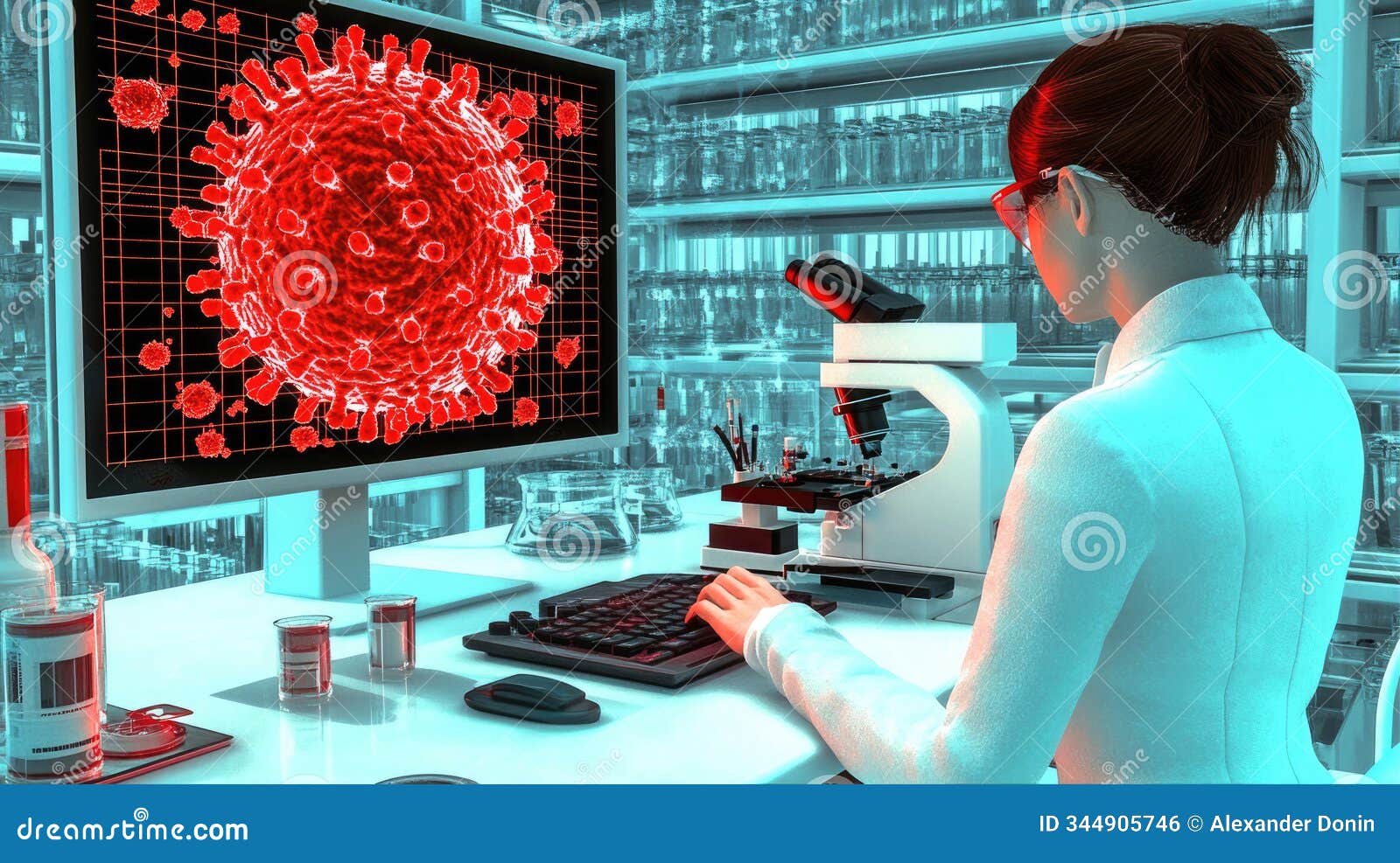 virus structure on digital display