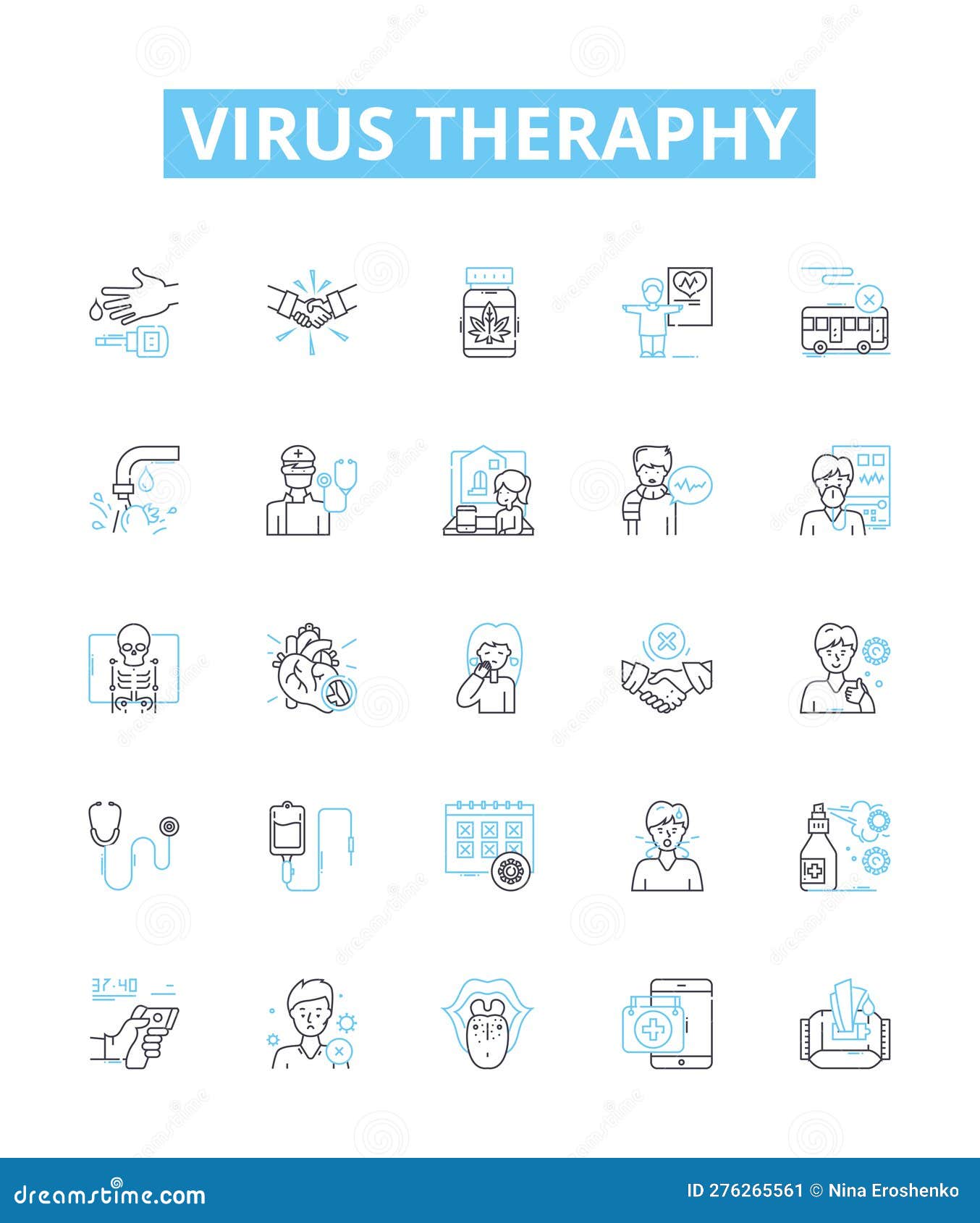 virus theraphy  line icons set. antiviral, viruscide, remedial, vaccine, bioinhibitor, prophylactic, syntropic