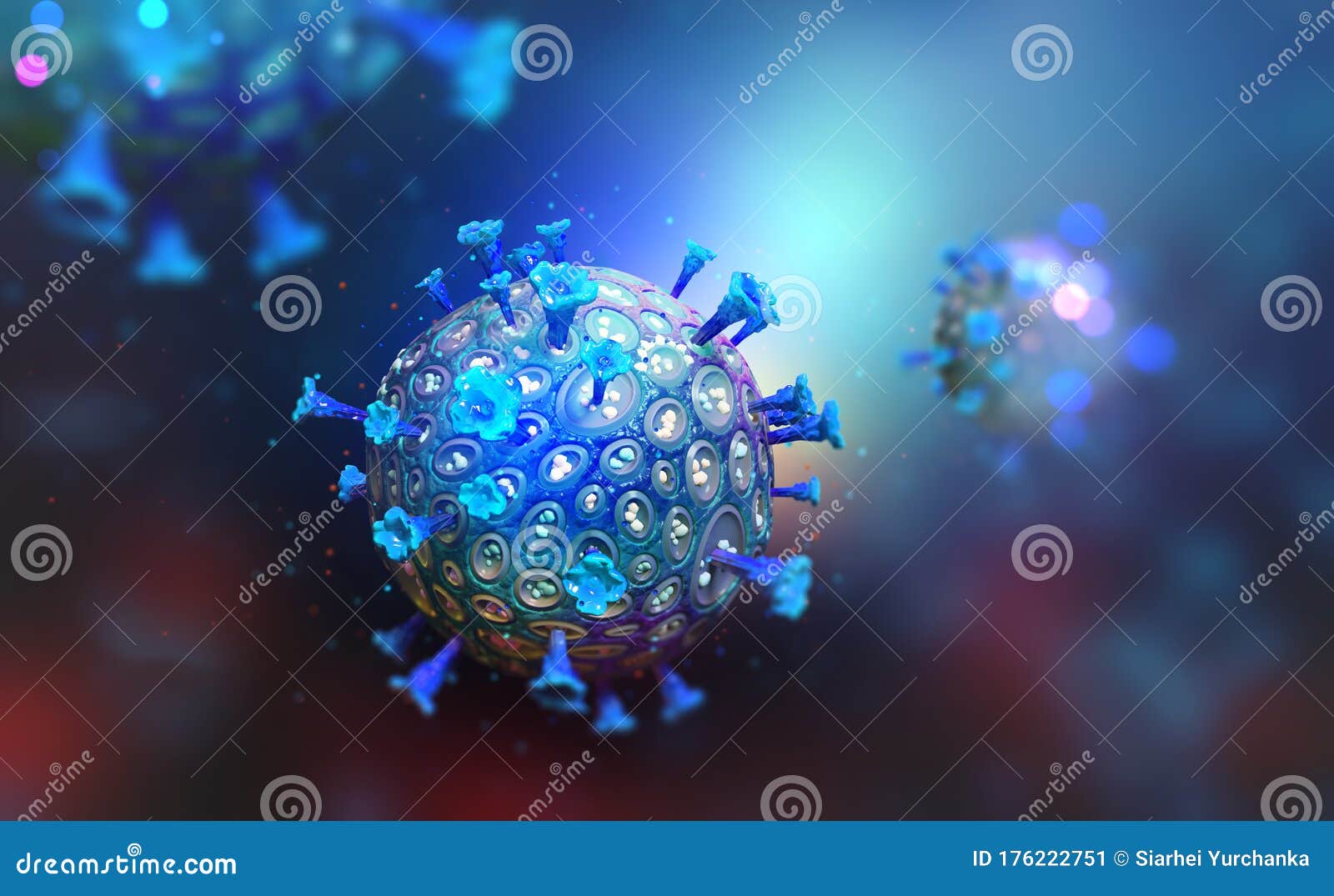 virus under microscope. germs, microbe, bacterium, pathogen organism