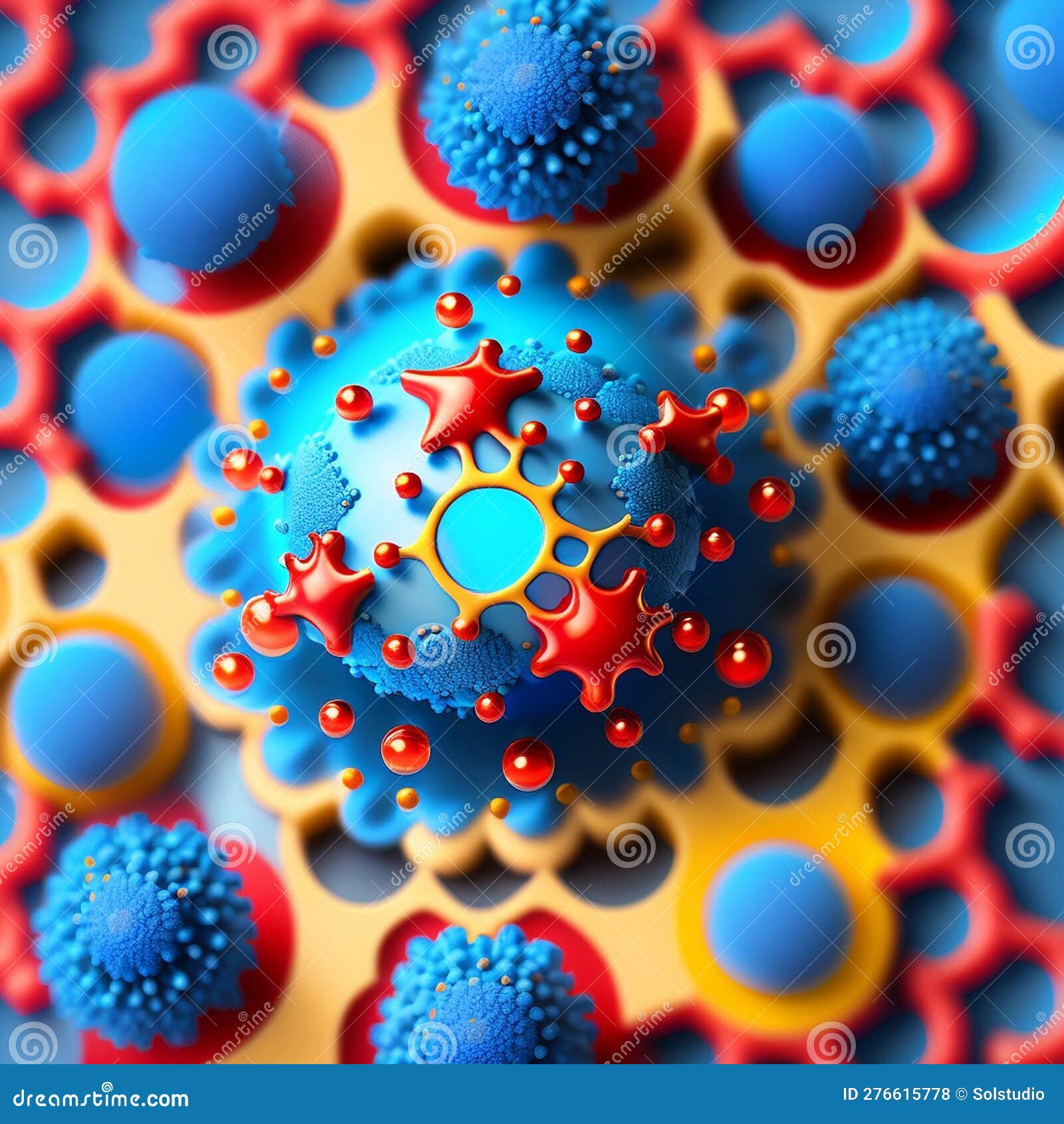 Virus under a microscope stock illustration. Illustration of