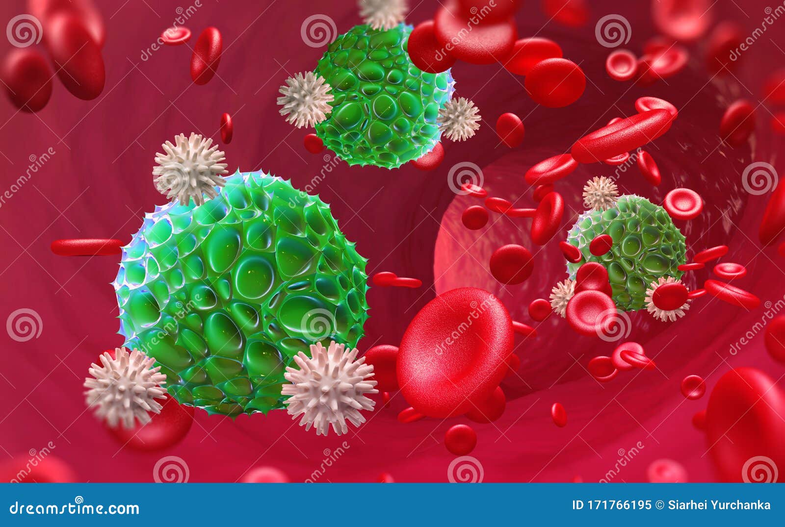 viruses in blood. danger of epidemic. leukocytes attack virus. immunity of body