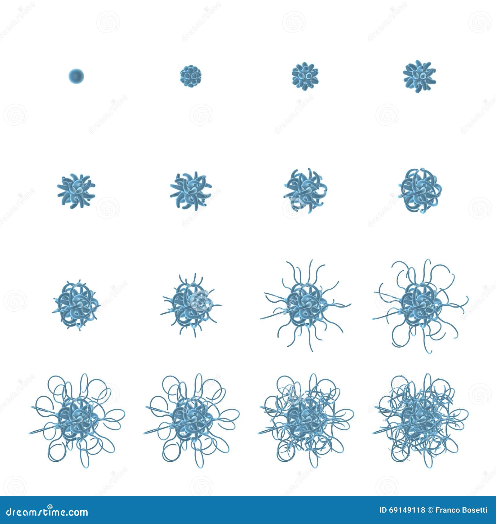 viruses or blue cell with filaments