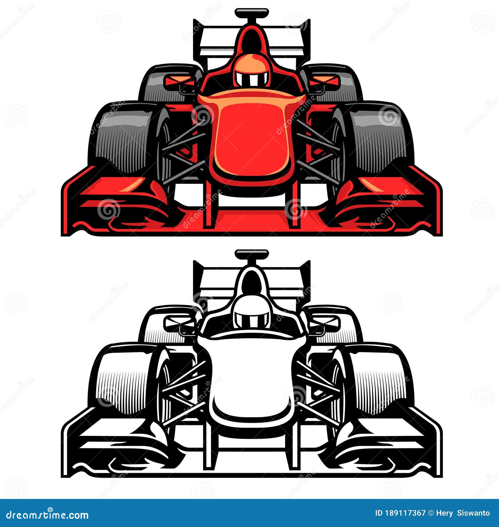 Carro esporte de corrida de fórmula chegar no circuito de corrida a  ilustração dos desenhos animados da linha de chegada