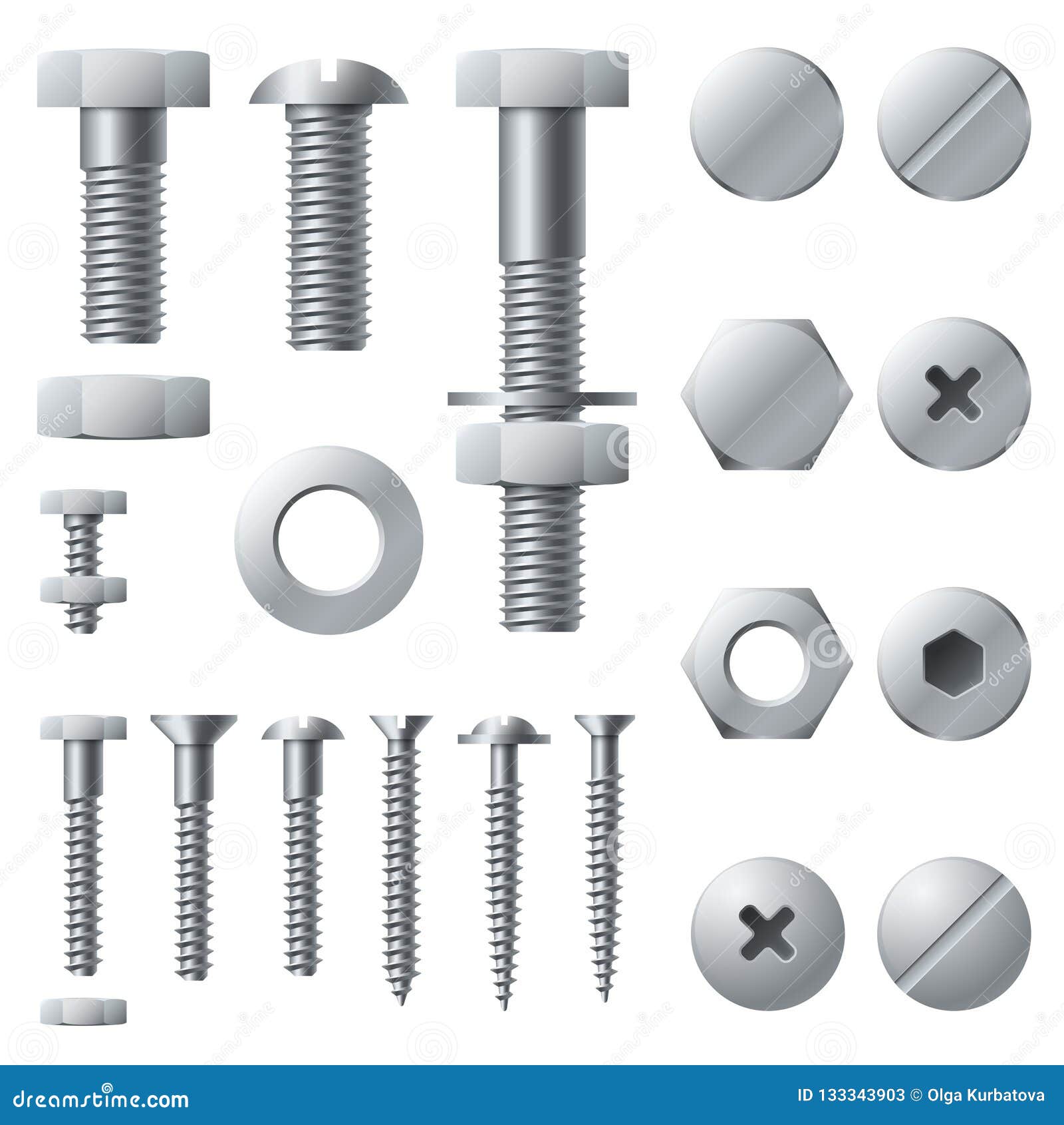 Vis En Métal Éléments En Acier De Construction De Tête De Rivet D'écrou De  Vis De Boulon Ensemble De Vecteur D'isolement Par Boul Illustration de  Vecteur - Illustration du chrome, éléments: 133343903