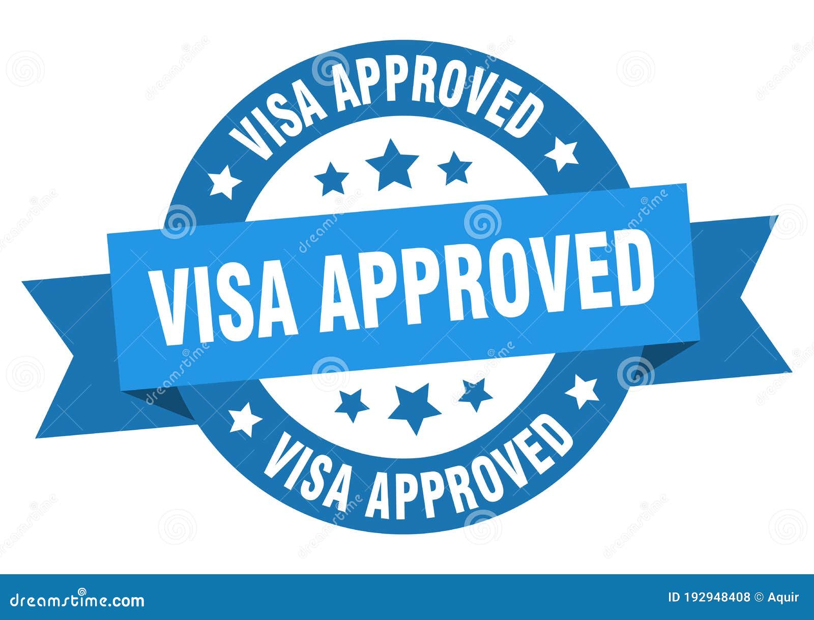 Visa Approved Round Ribbon Isolated Label. Visa Approved Sign Stock