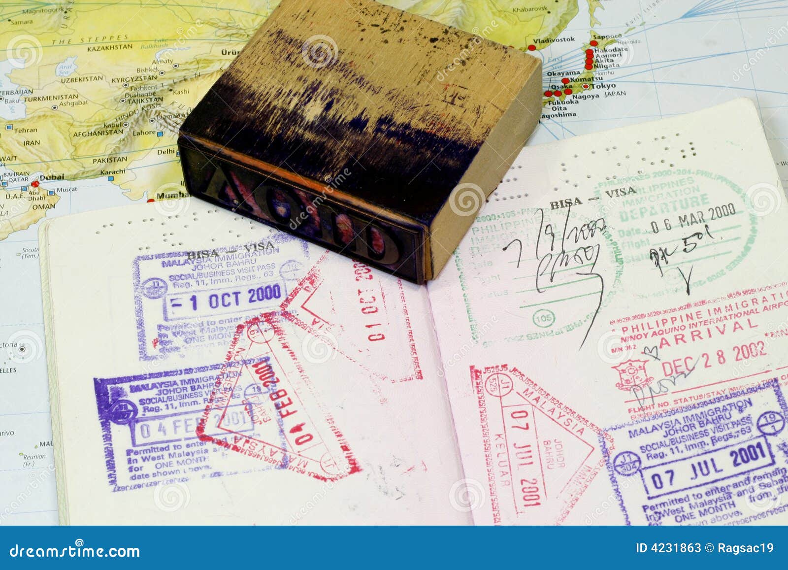 Visa Stamp on Passport stock image. Image of visa, pass 4231863