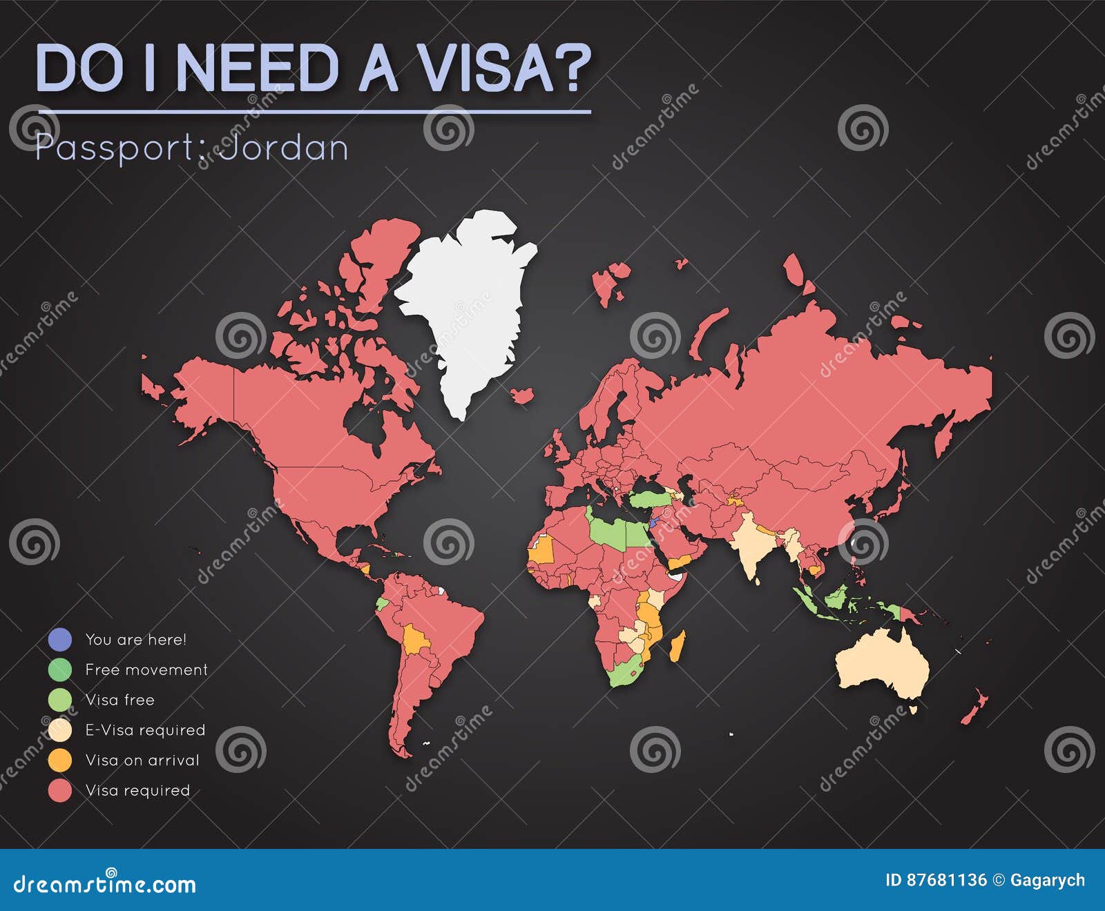 Visas Information for Hashemite Kingdom of Jordan. Vector - Illustration of modern,