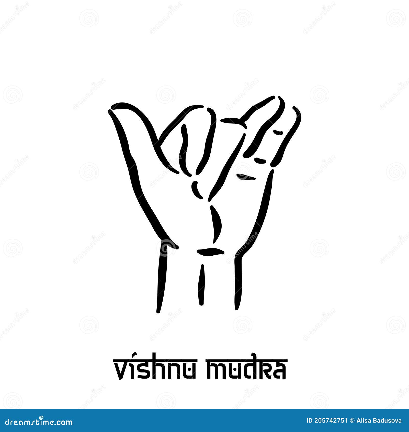 Vishnu Mudra. Hand Spirituality Hindu Yoga of Fingers Gesture ...