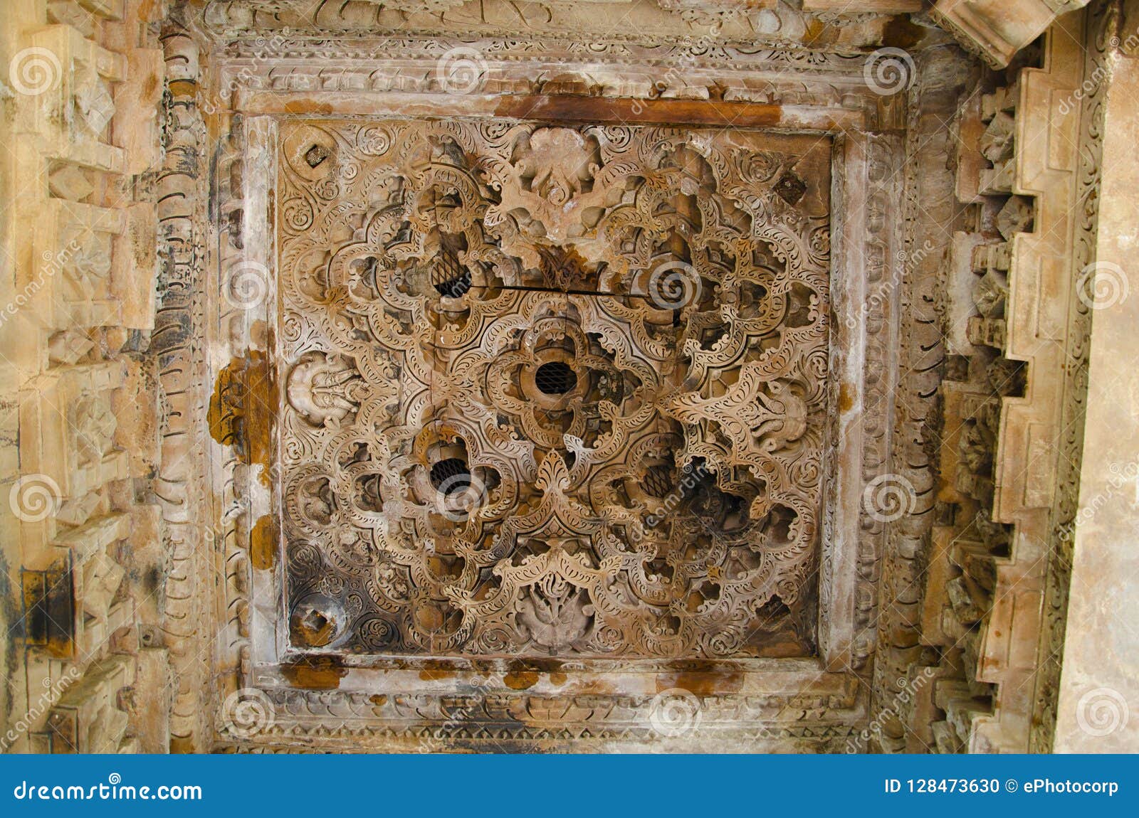 Vishwanath Temple Temple Interior Carved Ceiling Western