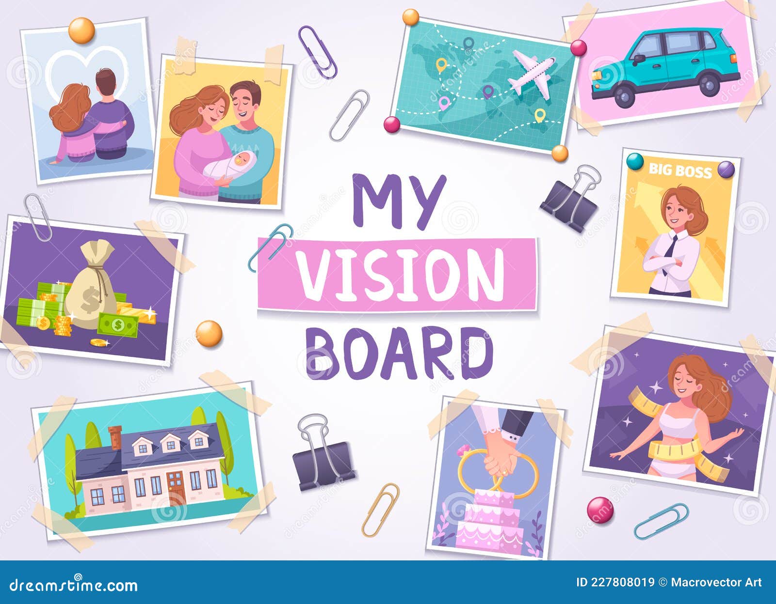 Vision Board Poster stock vector. Illustration of family - 227808019