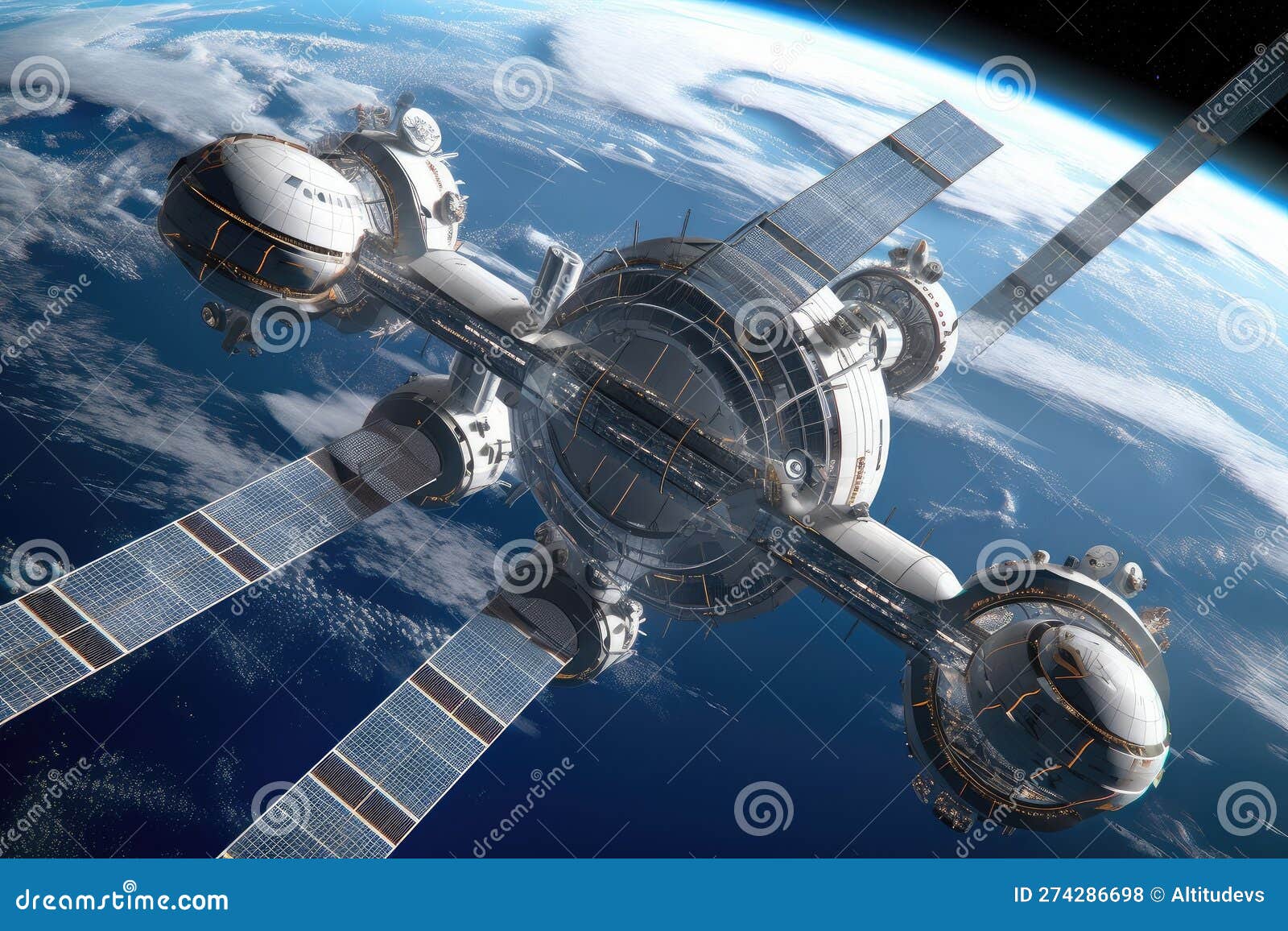 A Vision of the Future, with Space Stations and Habitats Spanning the