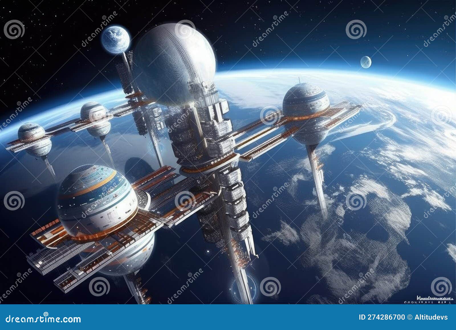A Vision of the Future, with Space Stations and Habitats Spanning the