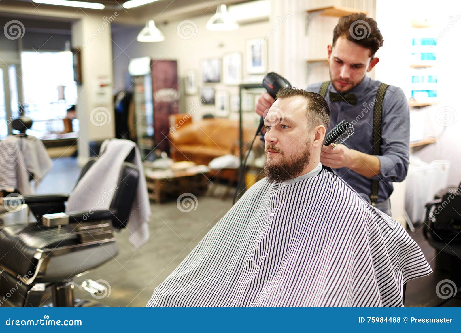Visiting barber shop stock photo. Image of comb, adult - 75984488