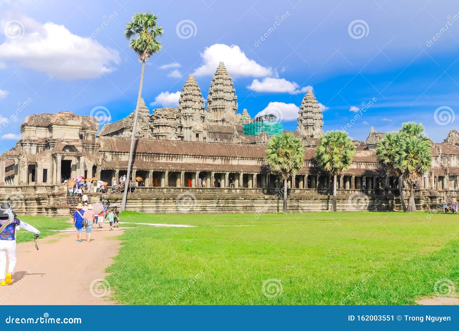 Tourists Enter Angkor Wat the World Largest Religious Monument in Siem