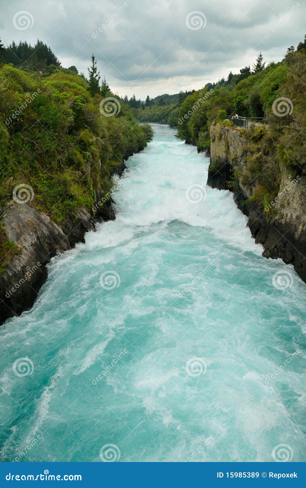 Visitors at Huka Falls, Taupo Stock Image - Image of summer, rapids ...