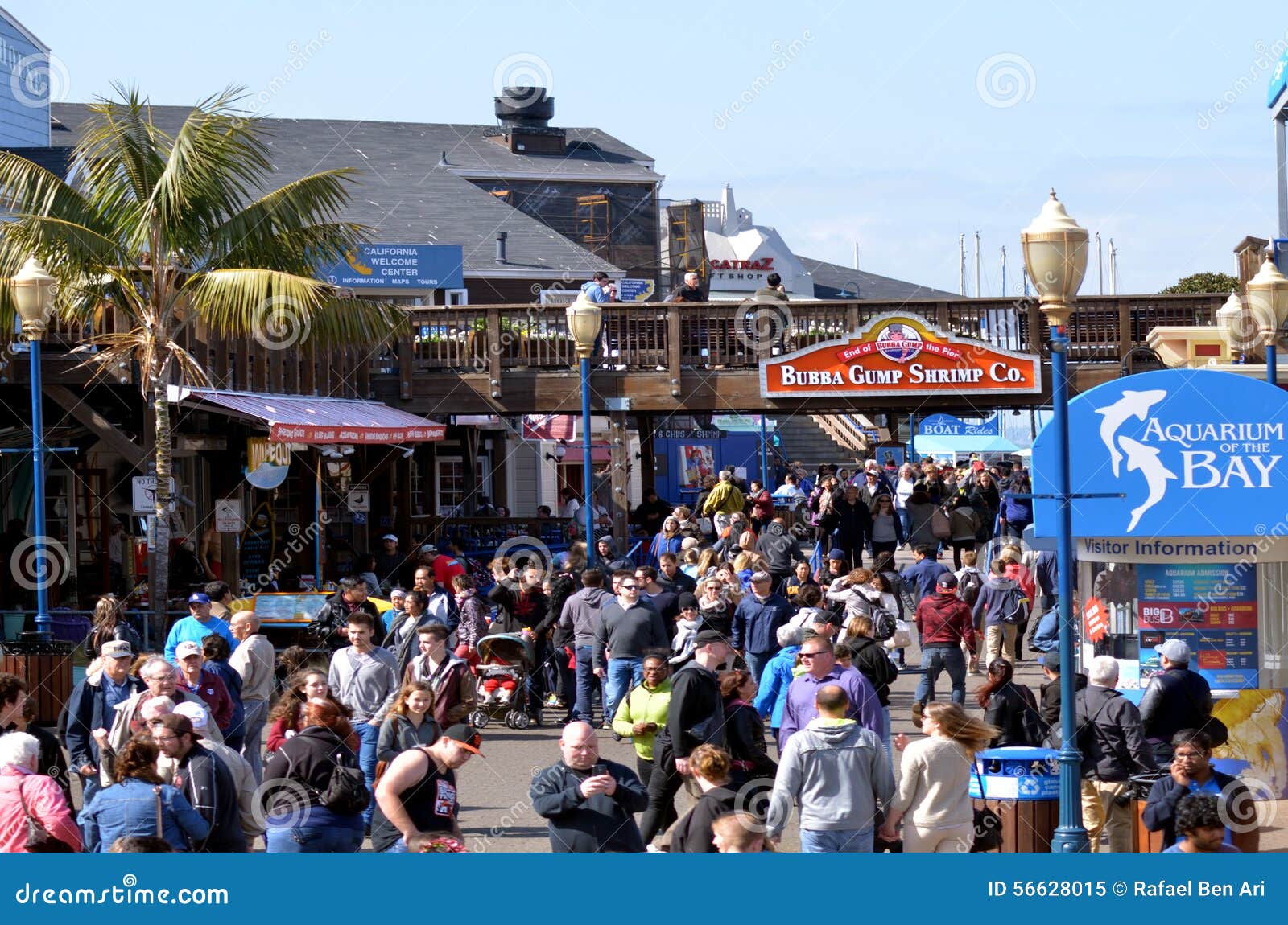 Tourists on Fisherman`s Wharf, Pier 39 at Carousel Editorial Stock