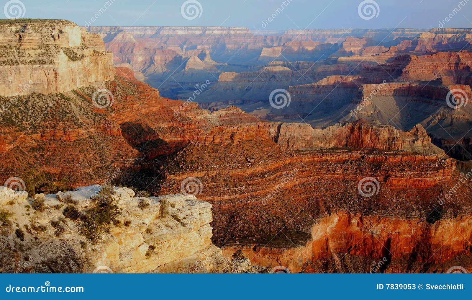 Visión desde la punta de Yavapai. Una opinión de la madrugada de la punta de Yavapai, capturada en parque nacional de la barranca magnífica en Arizona.