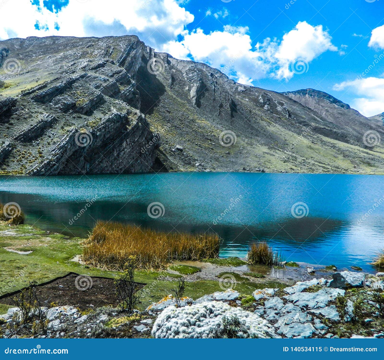 view of la laguna tunsho de la oroya in peru