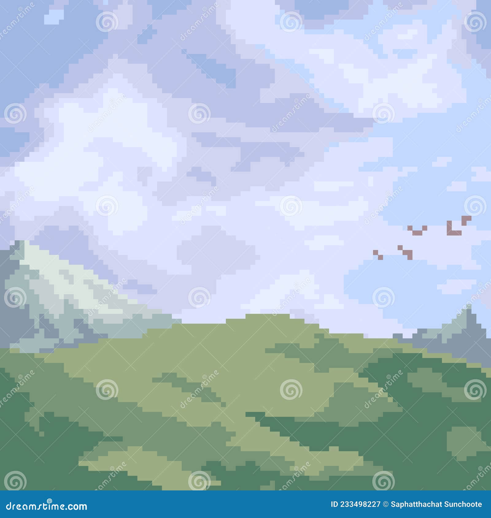 paisagem de montanhas com pixel art. ilustração vetorial. 11508050