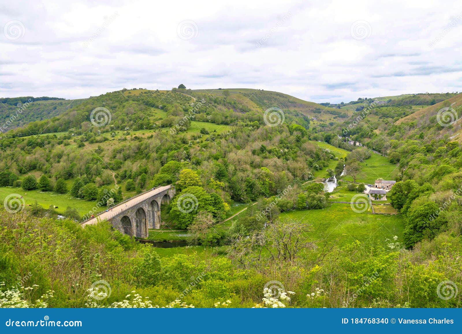 Vista Desde La Cabeza De Monsal Sobre El Viaducto De La Cabeza En El  Distrito Pico Foto de archivo - Imagen de exuberante, headstone: 184768340