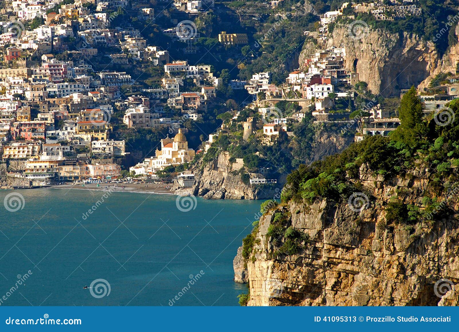 Vista Di Positano Da Praiano Immagine Stock - Immagine di cartolina ...