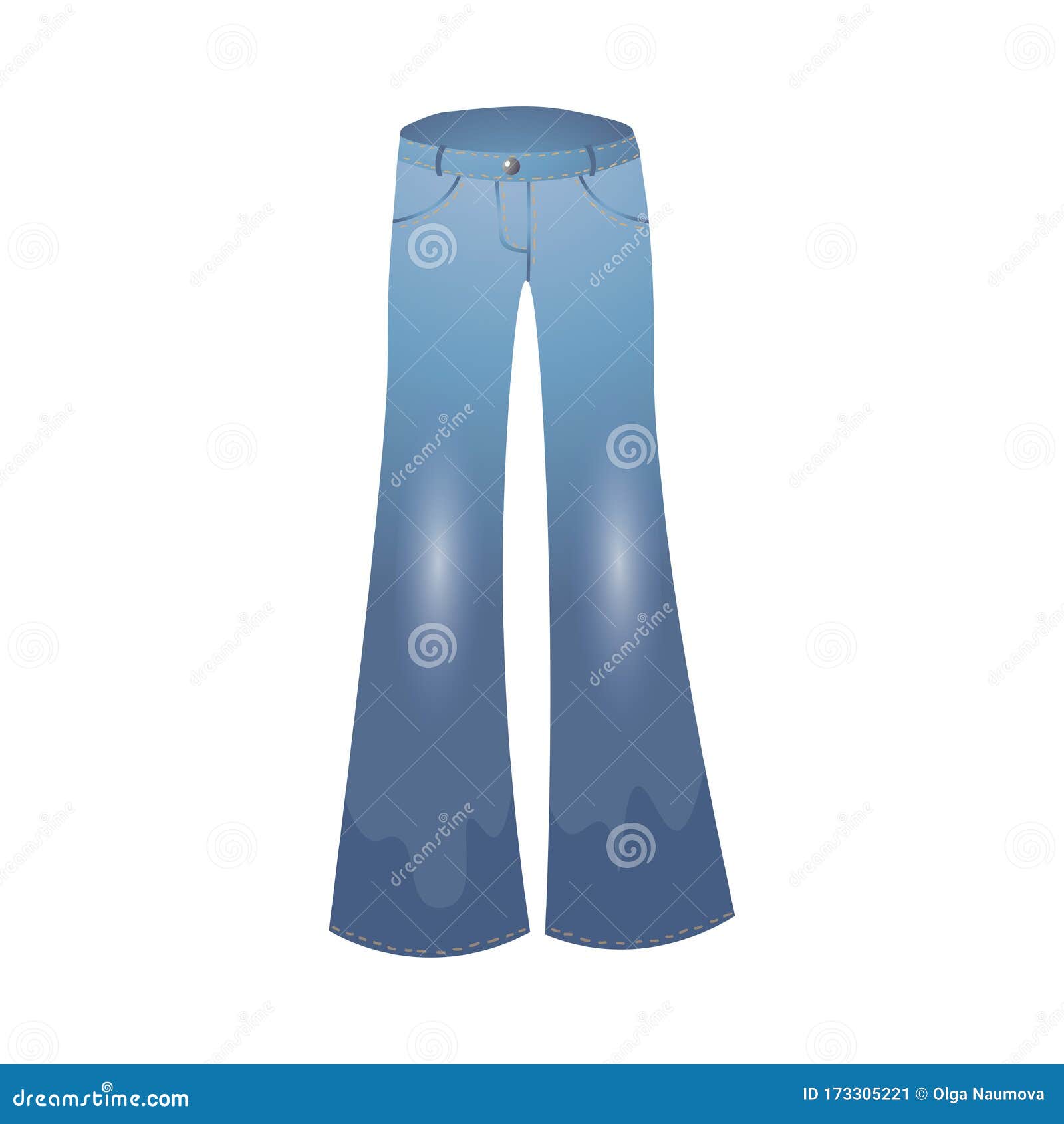 Vista Frontal De Los Pantalones De Denim Azul En Moda Ilustración Vectorial  En Estilo De Dibujos Animados Planos Ilustración del Vector - Ilustración  de aislado, fashionable: 173305221