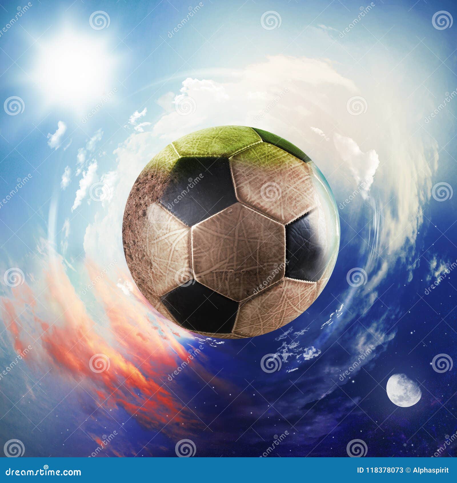 Vista Global Do Mundo Do Futebol Bola Do Futebol Como Um Planeta Imagem de  Stock - Imagem de universo, noite: 118378073