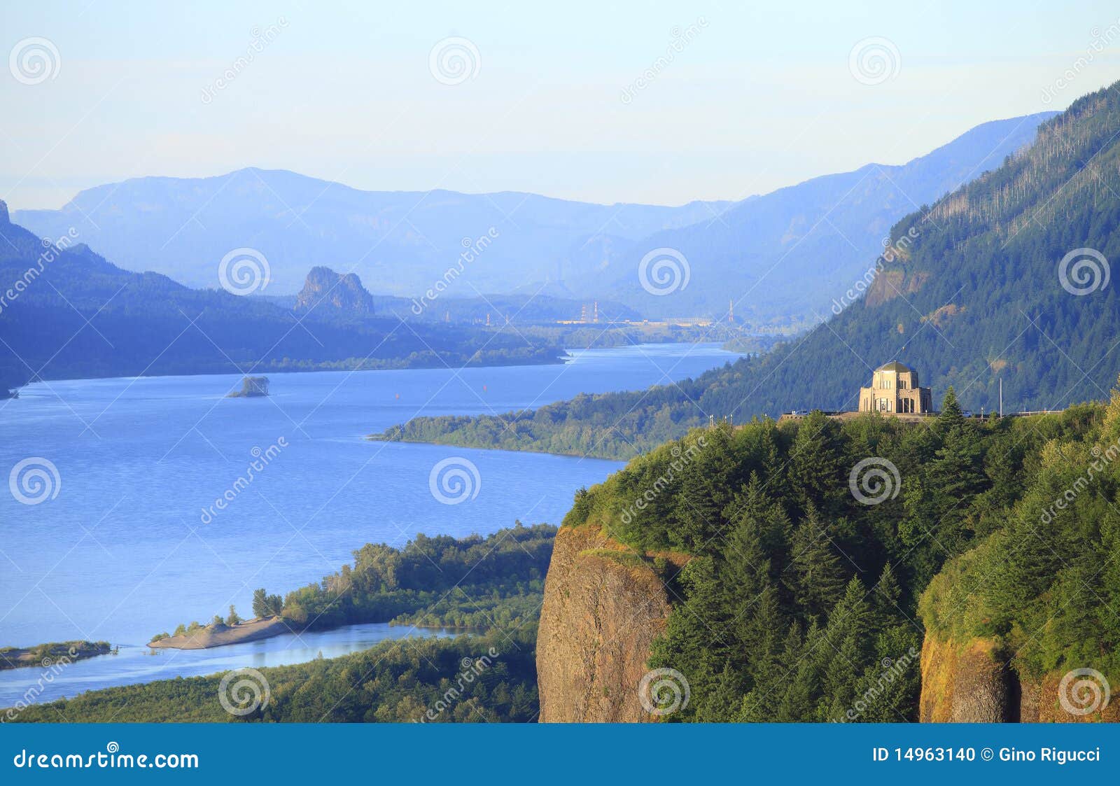 Vista House & Columbia River or. Stock Photo Image of panorama